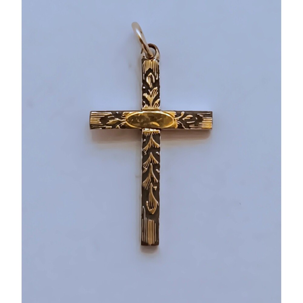 Vintage Antique Victorian 1/20 12 K Gold Filled Cross Pendant 1 in
